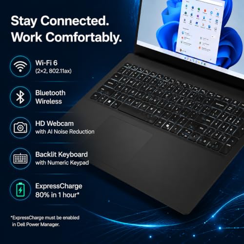 Dell 15.6" Touchscreen Laptop for Business | Intel 12-Core Ultra 7 255U (AI PC) | 64 GB DDR5-5600MT/s | 2 TB SSD | FHD Anti-Glare Display | Windows 11 Pro | Copilot AI | Wi-Fi 6 | Backlit Keyboard