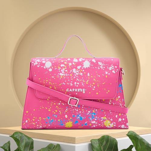 Caprese Splash Satchel for Women (Small, Fuchsia)