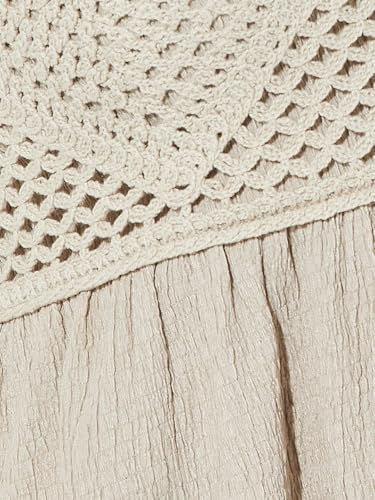 Max Alaya F x URB_N Women Crochet Knit Peplum Top (Beige_XS)