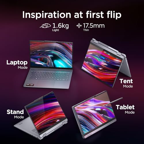 Lenovo IdeaPad 5 2-in-1 AMD Ryzen AI 5 330 (16GB RAM/512GB SSD/14 (35.5cm)/WUXGA IPS/Copilot+PC/Windows 11/Office 2024/Lenovo Digital Pen 2/1Yr ADP/Grey/1.6Kg), 83KT008AIN Convertible Laptop