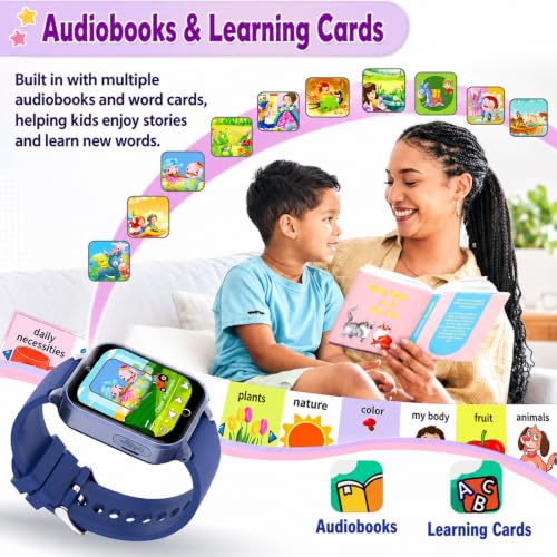 Goodatech Smart Watch for Kids 4-12 Years Boys Girls, 26 Puzzle Games,HD Camera,Video Music Player,Pedometer,Flashlight,Alarm Clock,Parent Control, Aluminum Case,Sport Band (Blue)