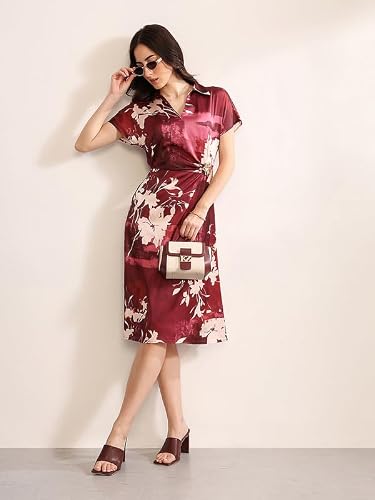 Kazo Marsala Midi Dress (Multicolor XS)