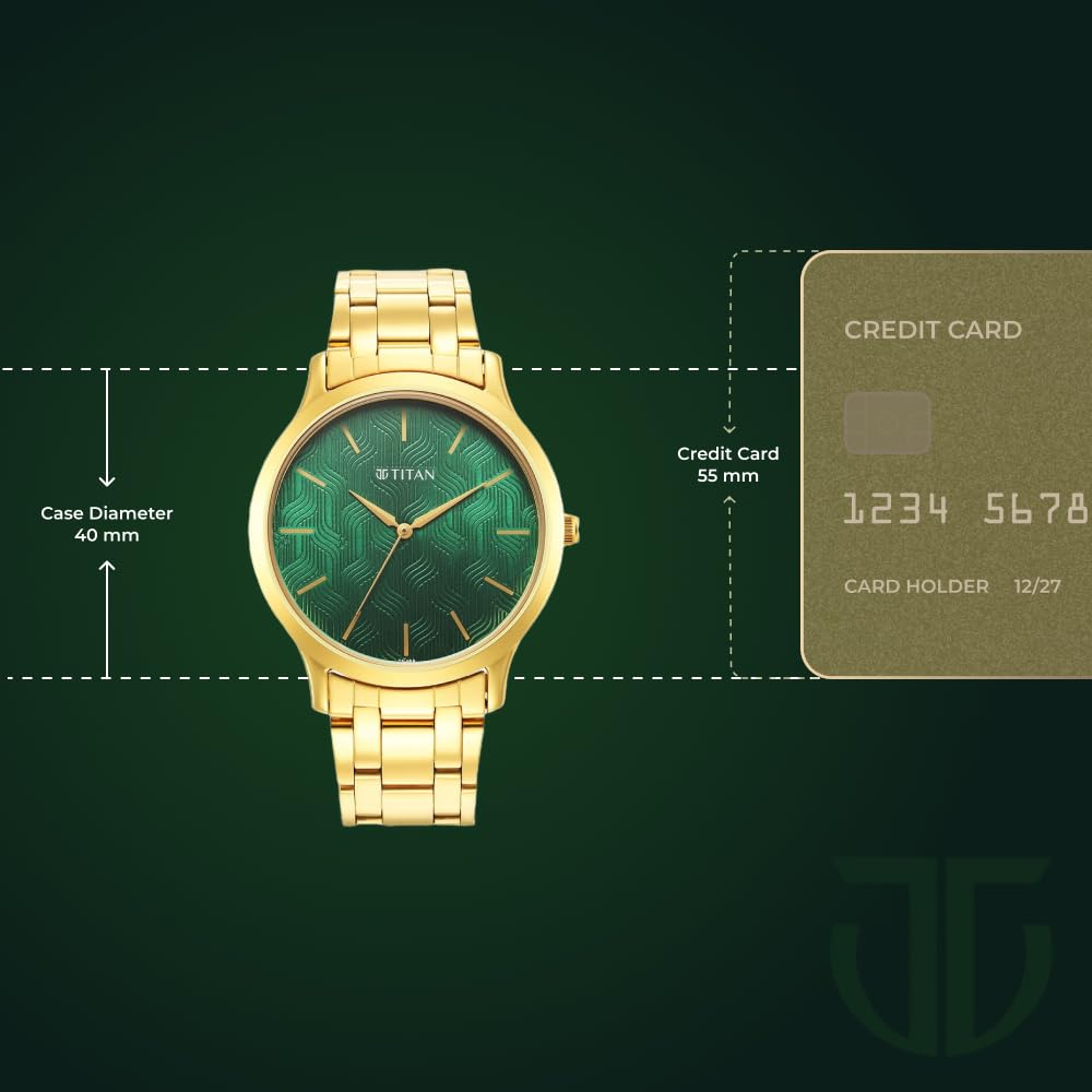 Titan Karishma Radiance Green Dial Analog Stainless Steel Strap Watch for Men-NS1825YM07