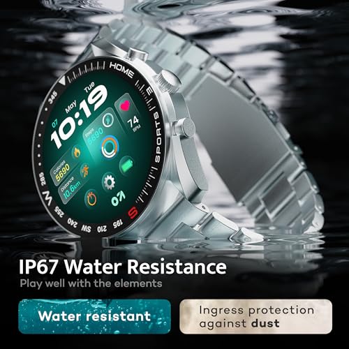 GOBOULT Mirage Smart Watch 1.39''HD Screen, Bluetooth Calling, IP67, Zinc Alloy Frame, 500 Nits Brightness, AI Voice Assistant, SpO2 Monitoring, 120+ Sports Mode (Inox Steel)