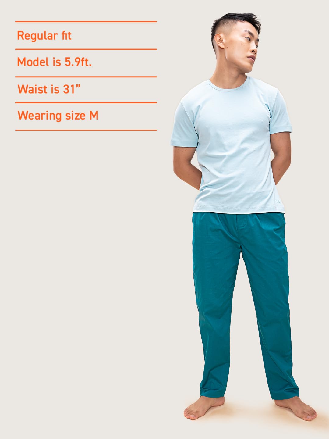 DaMENSCH The Stretch Men's Woven Cotton Tapered Fit Pyjama Pants- Trust on Teal- Large