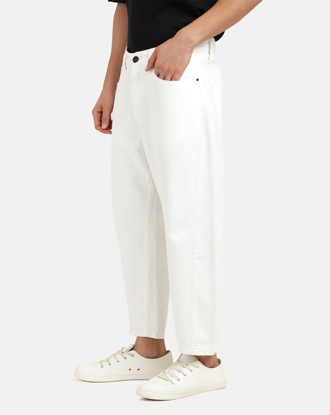 BENE KLEED Jeans for Men|Men White Loose Relaxed Fit Solid Cropped Jeans | 100% Cotton Trendy and Casual