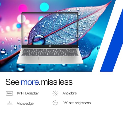 HP 14, Intel Core Ultra 7 155H (16GB DDR5, 512GB SSD), Micro-Edge, Anti-Glare, FHD, 14''/35.6cm, Win11, M365* Office24, Silver, 1.4kg, ep1151TU, FHD Camera, Backlit Laptop