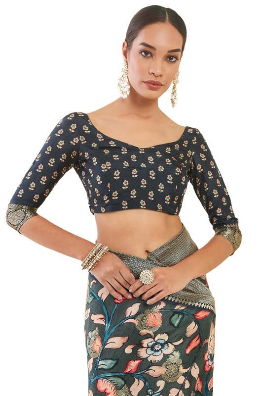 Soch Tussar Silk Women's Woven Tussar Saree (Srevjq23228A_Charcoal)