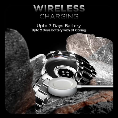 Fire-Boltt Legacy Luxury Smart Watch with 1.43” Super AMOLED, Bluetooth Calling, Wireless Charging, Voice Assistant, 110+ Sports Modes & Health Tracking, Smart Watch for Man & Woman– Grey S
