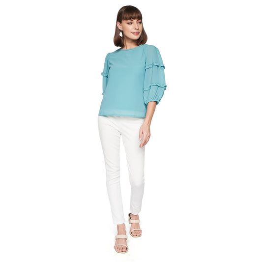 AND Women's Regular Shirt (SS22AB036TPG_Teal 16)