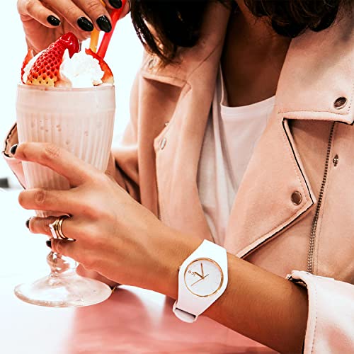 Ice-Watch - ICE Glam White Gold Numbers - Women's Wristwatch with Silicon Strap, White, Small (34 mm), Small (34 mm)