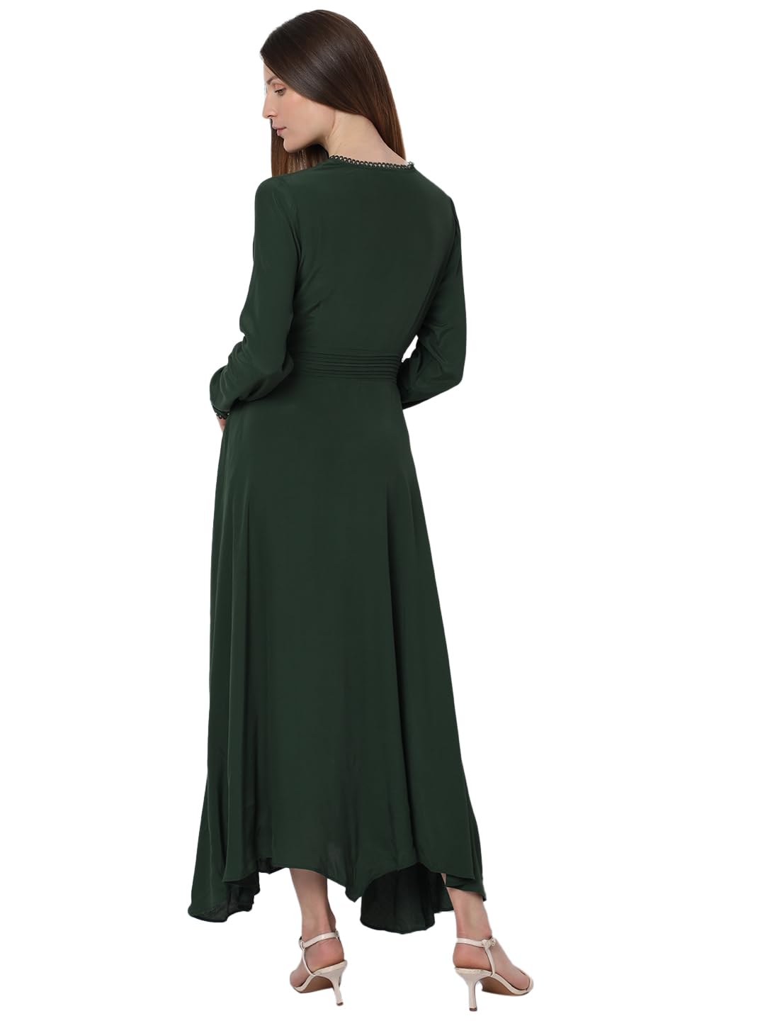 Vero Moda Women's Viscose Fit and Flare Maxi Dress (9010023-Duffel Bag_Duffel