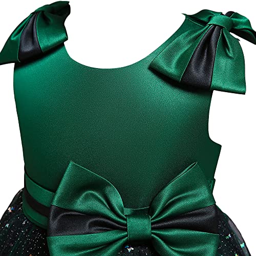 Hopscotch Girls Polyester Bow Applique Party Dress in Green Color For Ages 3-4 Years (XIP-4124424)