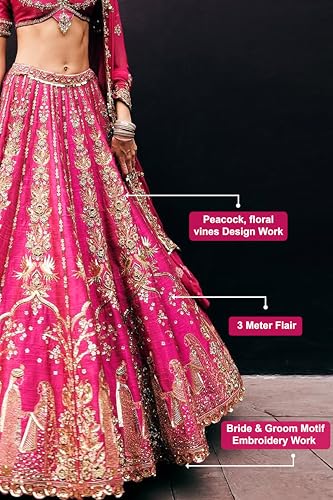 TRENDMALLS Women's Art Silk Sequin Embroidery Work Lehenga Choli Dupatta Set (L298-Pink) SemiStitch