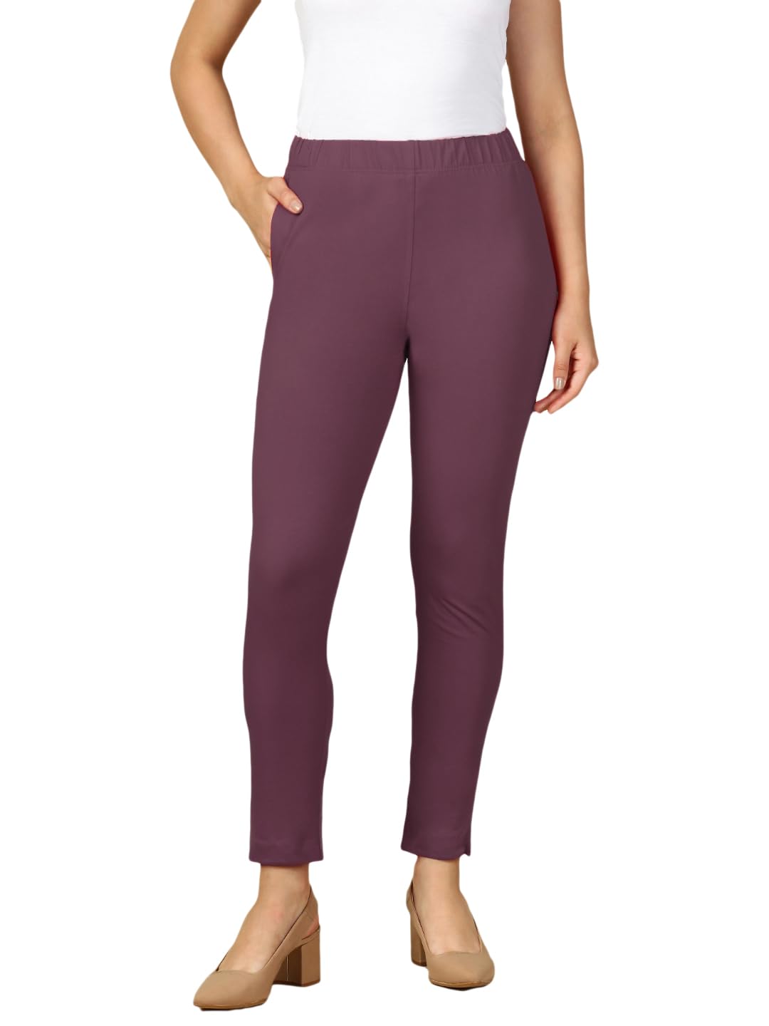 Lux Cozi PYNK Women's Solid Premium Cotton Lycra Kurtipant with Side Pocket_COZI_PYNK_KURTIPANT_79_FS_1PC