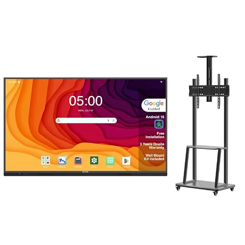 BIG VUE Pro 65 inch Android 16 Interactive Television + Stand | 4K UHD AI Enabled EDLA Flat Panel Digital Board | Ultra Octa-Core Processor | 8GB RAM + 128GB ROM | Zero Bonding for Teaching & Business