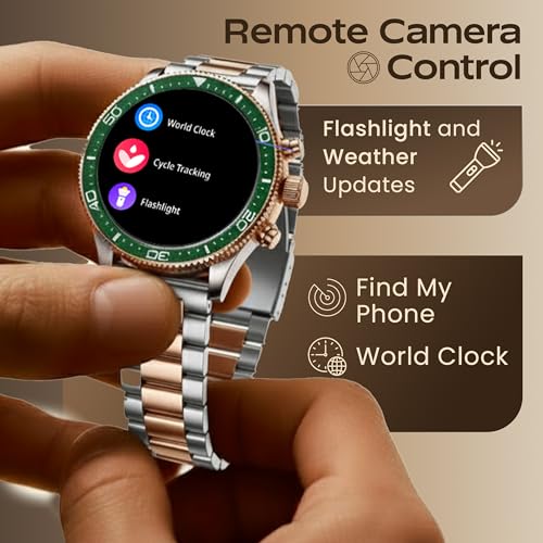 GOBOULT Saber Smart Watch 1.43'' AMOLED Display, Functional Rotating Bezel, AOD, BT Calling, 200+Watchfaces, 700 Nits Brightness, AI Voice Assistant, SpO2 Monitoring, 120+ Sports Mode (Metal Black)