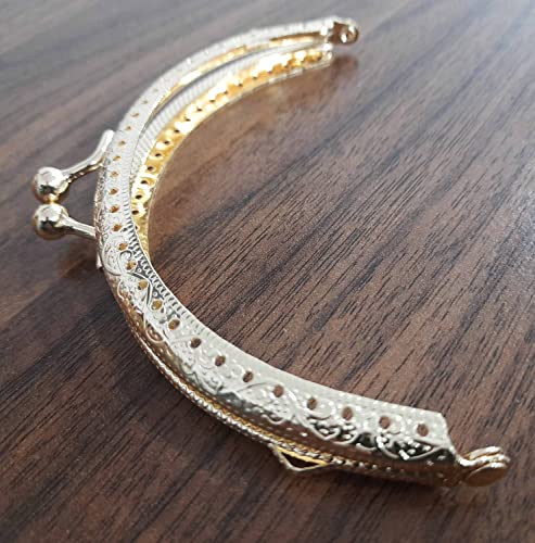 Tia Purse, Clutch Bag Making Metal Frames, Heavy Quality and Premium Finish (Golden Premium -Round-5Inch-4Pc)