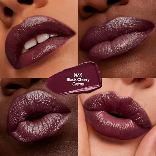Revlon Super Lustrous Lipstick, High Impact Lipcolor with Moisturizing Creamy Formula, Infused with Vitamin E and Avocado Oil in Plum / Berry, Black Cherry (477)