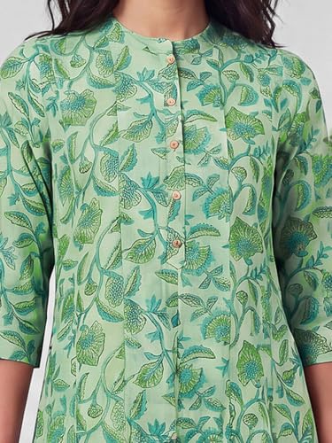Max Women Floral Print Kalidar Kurta Set(Green_M)