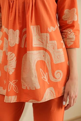 JISORA Women's Cotton Co-ord Set 17CS3360-M Orange M