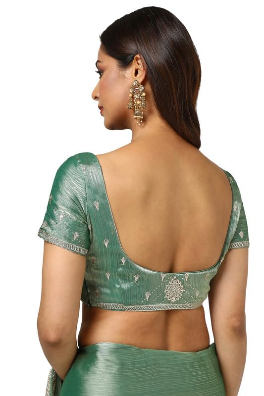 Soch Womens Light Green Organza Embroidered Saree With Stone Work