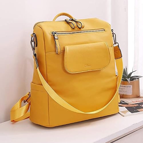 TrueArch Premium Leatherate Drycoat Convertible Backpack Handbag Sling Bags for Womens Bags (Yellow)