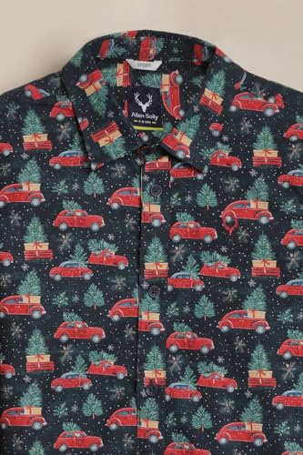 Boys Navy Print Casual Shirt
