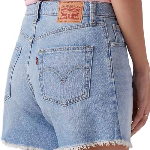 Levi's Women's Light-Blue Ribcage Fit High Rise Shorts