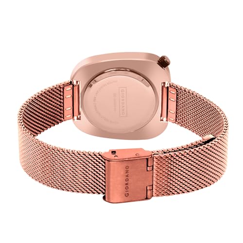 Giordano Analog Wrist Watch for Women with Stylish Metal Strap, Square dial and 3 Hand Mechanism