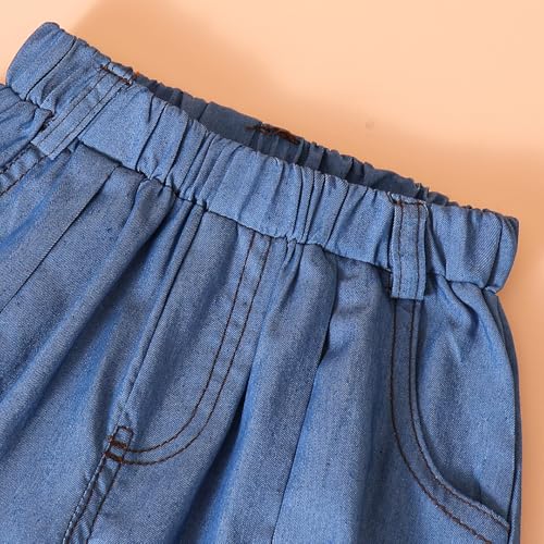 Hoscotch Girls Embellished White Sleeveless Jeans Set For Ages (4-5 Years)