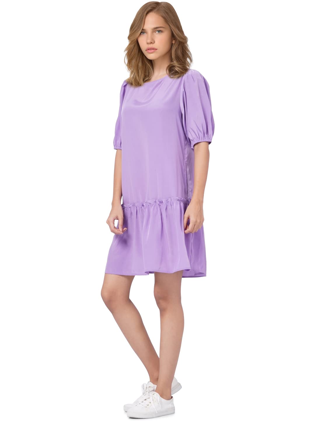 Only Women's Polyester A-Line Above The Knee Casual Dress (15283092-Paisley Purple_Paisley 38)