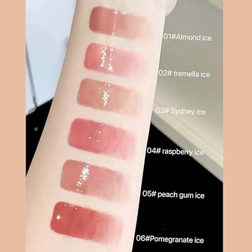 Cappuvini Mirror Water Shine Essence Lip Gloss | Moist and Submissive Light Texture | Moisturizing Lip Tint with Cooling Ice Roller Applicator | Lip Protection Formula | Long-Lasting Liquid Lipstick | Ice-Themed Shades Light Pink Light Nude Color With Hig