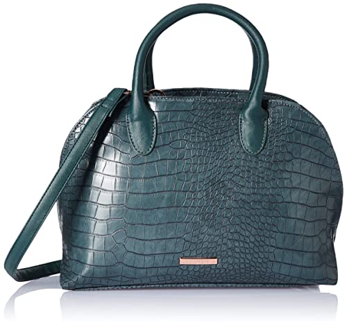 Caprese Zoia Satchel Bag, Medium | Stylish Croco Finish Handbag for Women with Chic Grab Handle, Adjustable & Detachable Sling Strap | Secure Zip Closure | Perfect for Casual & Daily Use (Teal)