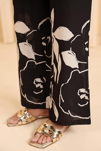 JISORA Women's Printed Cotton Co-ord Set 22CS3582-S Black S
