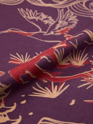 The Souled Store Originals: Sound of Waves Men and Boys Short Sleeves Round Neck Purple Embellished Lightweight Comfortable All-Season Cotton Oversized T-Shirts