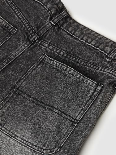 Max Girls Washed Barrel Fit Jeans (Black_12-14 Y)