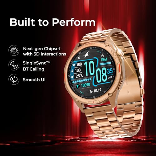 Fastrack Marvellous FX1 1.43" AMOLED Smart Watch with SpO2 Monitoring, Sleep & Mood Tracking, Bluetooth Calling, AI Voice Assistant, Alloy Case – Smartwatch for Men & Women (Rose Gold)