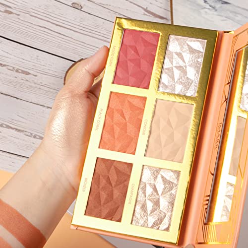 COSLUXE IMAGIC PROfessional Makeup Pallete for women Girls, 6 COLOR HIGHLIGHT,BLUSH AND CONTOUR PALETTE 24g