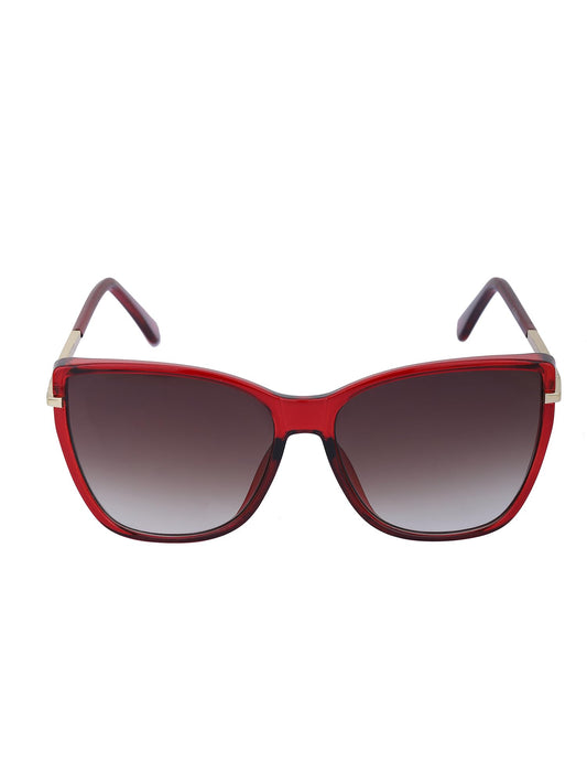 Red and Gold Toned UV Protected Lens Cat Eye Sunglass for women