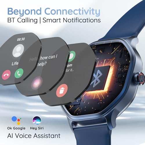 Pebble Hive Octa Display Smartwatch | BT Calling | Functional Rotating Crown | Multi Sports Modes | Sleep Monitoring | Health Suite | Customizable Watch Faces | in-Built Games & World Clock - Blue