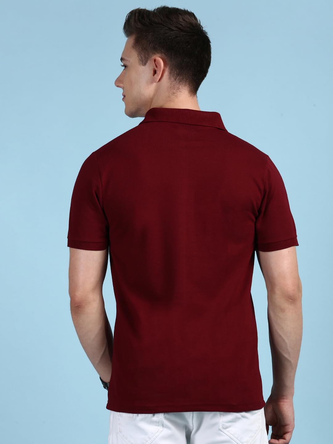 Lux Cozi Men's Half Sleeve Soild Casual T-Shirt with Chest Pocket_COZI_2122_MRN_XL_1PC Maroon