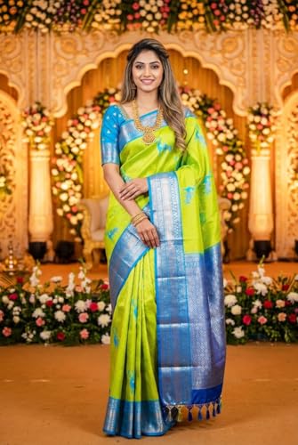 SREE KUMARAN Women's Kanchipuram Kubera Silk Pure Pattu Sarees – Deer Butta With Blouse (VSK161-8)