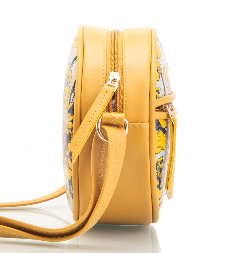 SACCI MUCCI Round Sling Crossbody Bag for girls and women | Vegan leather, Stylish, Sturdy Sling bags for women girls (Mustard-Marigold)