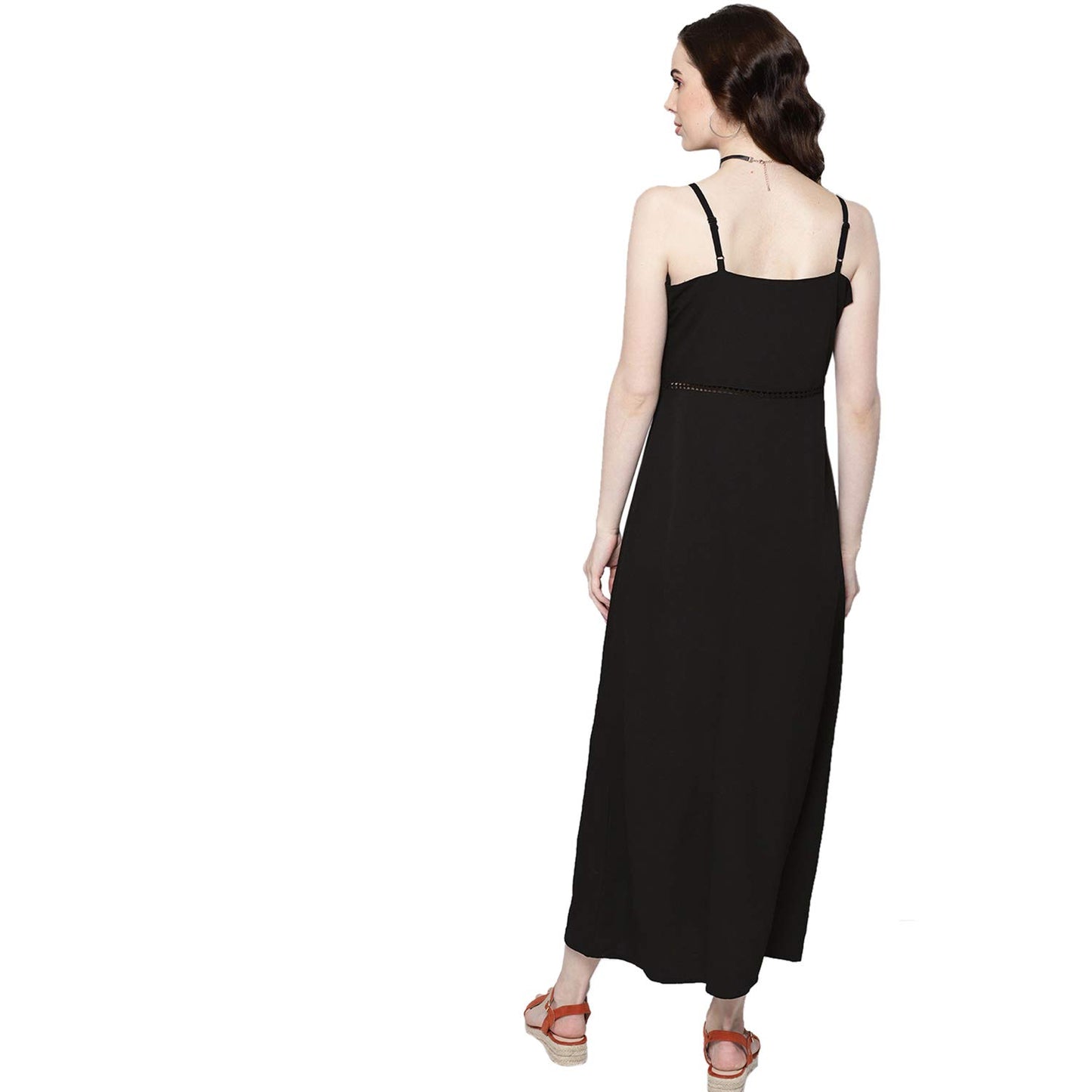 Carlton London Women's Polyester A-Line Maxi Casual Dress (CL075_Black_XS)