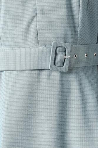 Women Light Blue Check Knee Length Formal Dress