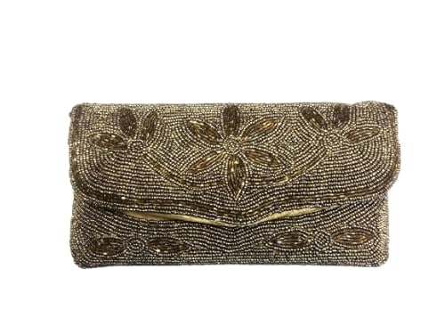 OLL Clutch Purse | Wedding Clutch | Party Hand Purse | Women Clutch Purse | Chain Purse | Wallet Hand Bag | Lock System Hand Bag | GOLDEN BROWN COLOR