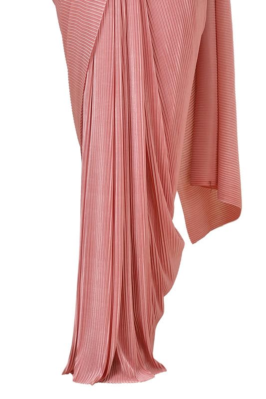 Soch Womens Peach Satin Embellished Ready-To-Wear Saree With Jacket