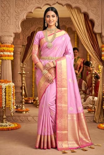 SREE KUMARAN Women's Kanchipuram Silk Pure Pattu Sarees With Blouse (VSK259-6)