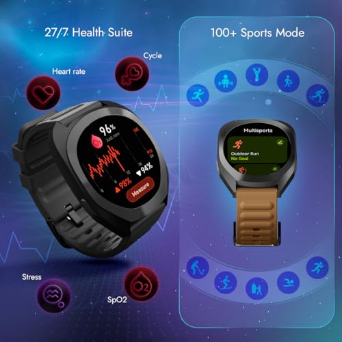 Fastrack Cosmix 1.32" AMOLED Display Metal Case Smart Watch with Heart Rate Monitor,AI Watchface & Chat,Push Button Interactions,BT Calling,IP68 Water Resistant Upto 5 Days Battery Life - Onyx Black